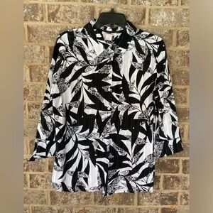 Allison Daley button down blouse with 3/4 sleeves NWT Cotton black & White